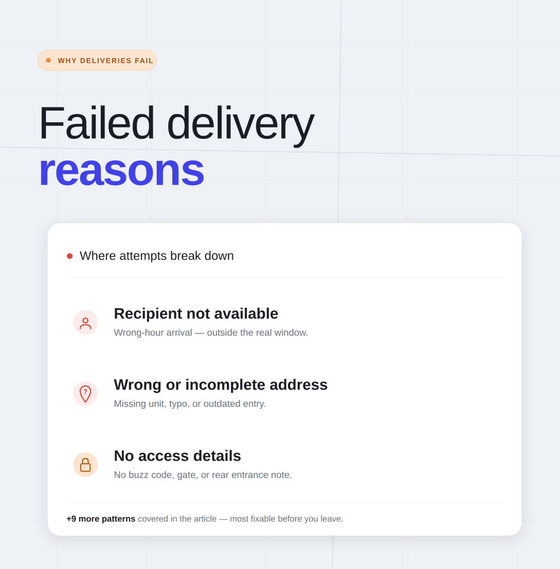 Failed delivery reasons and how to prevent them