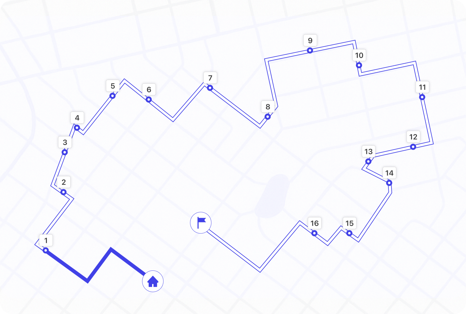 Optimized grocery delivery route on the map